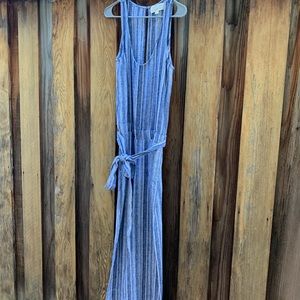 Cloth & Stone Blue White Linen Blend Jumpsuit NWOT